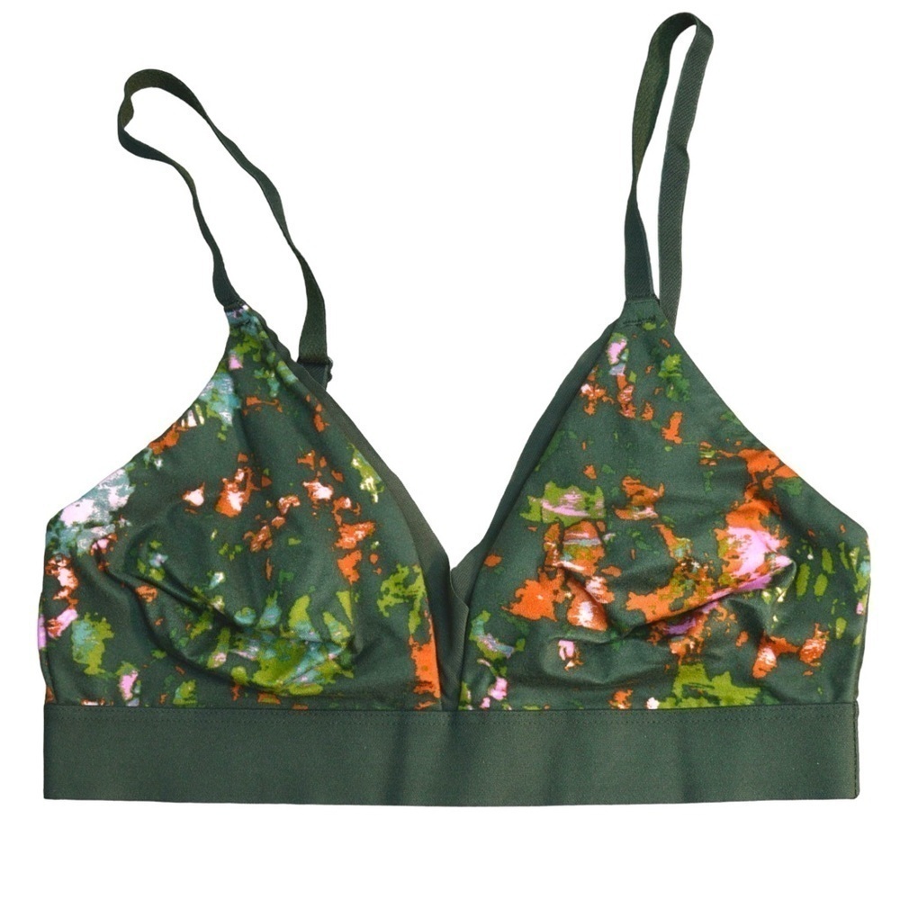 Auden 32B 34A Unlined Green Floral Pullover Bralette Size XS NEW